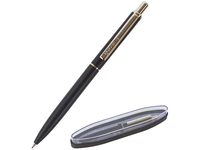 Ручка бизнес-класса шариковая BRAUBERG "Larghetto", корпус черный с хромом, 0,5мм, синяя