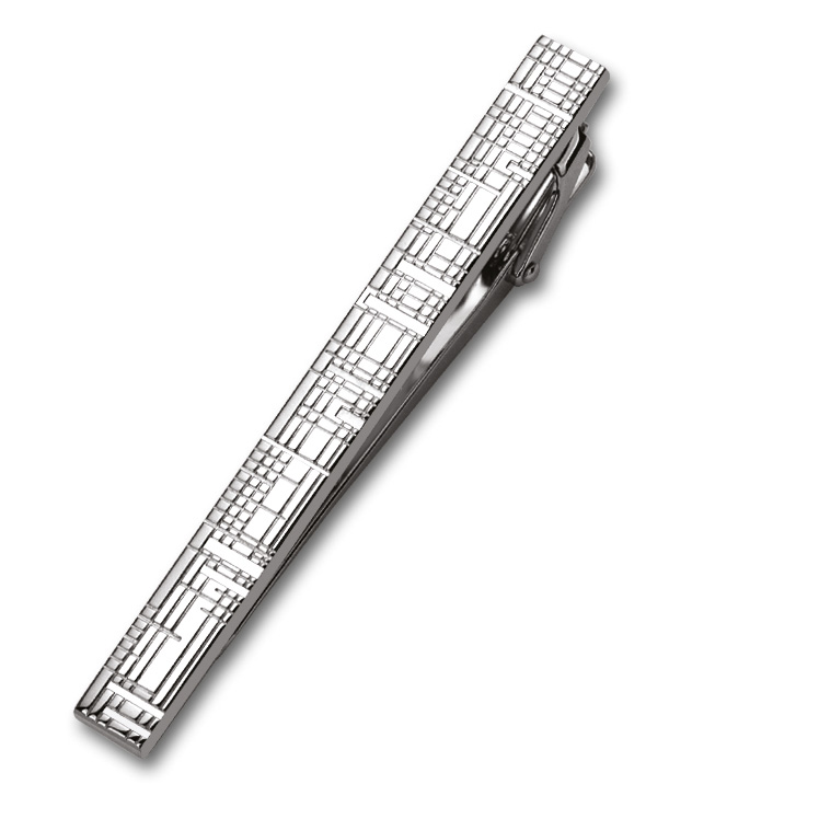 Заколка для галстука "S.Quire" 66 мм, никель, серебристая с гравировкой
