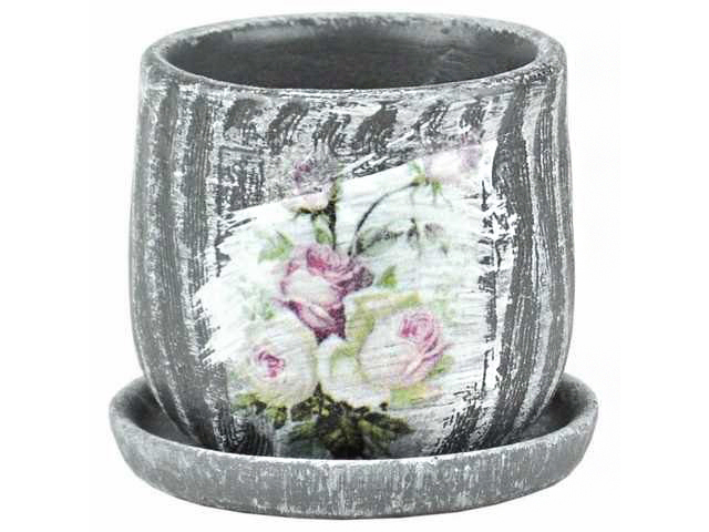 Горшок для цветов "Италика Малье" 7см, серый, керамика