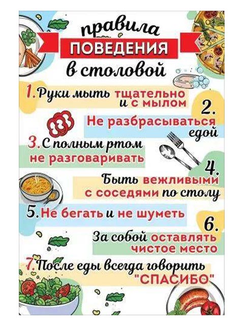 Плакат А3 "Правила поведения в столовой" 