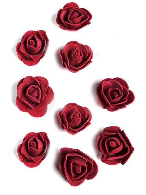 Головки цветов "Роза" мелкая 35мм, бордовый (цена за 1шт)