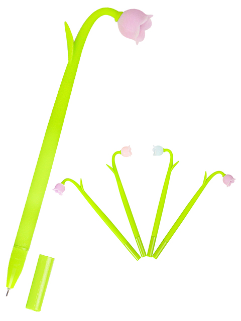 Ручка гелевая PROFIT "Подснежник" 0,5 мм, корпус зеленый силиконовый, синяя 