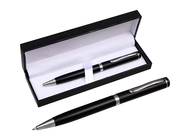 Ручка шариковая с поворотным механизмом Calligrata "Коломбо" корпус черный с серебром, в футляре