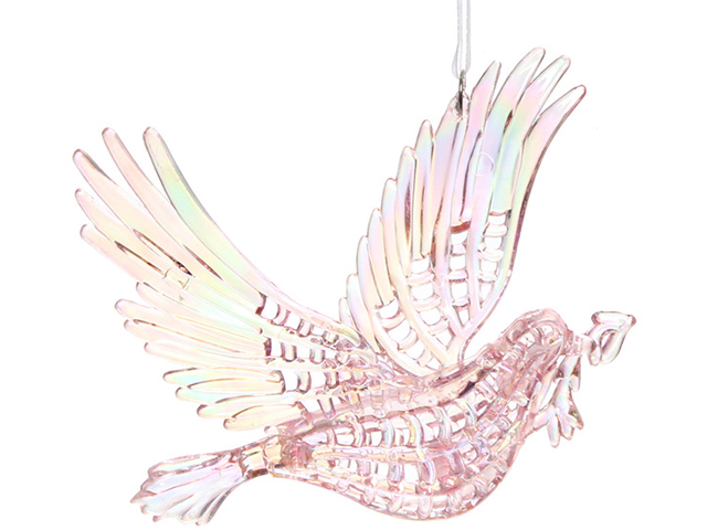 Елочное украшение Подвеска "Взмах крыльев" 15х15см розовый