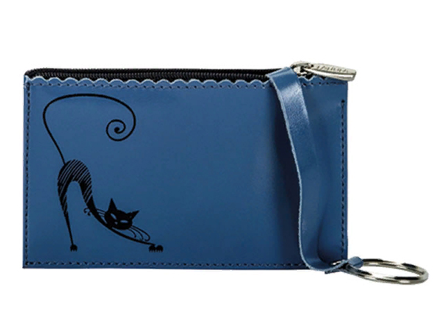 Ключница "Askent" нат. кожа, на молнии, васильковый