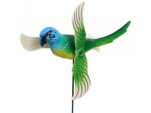 Фигурка декоративная "Попугай" 14х40см, с крутящимися крыльями, на спице