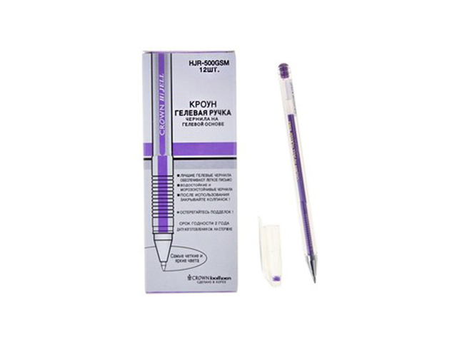 Ручка гелевая Crown "Hi-Jell Metallic" 0,7 мм, Металлик фиолетовая