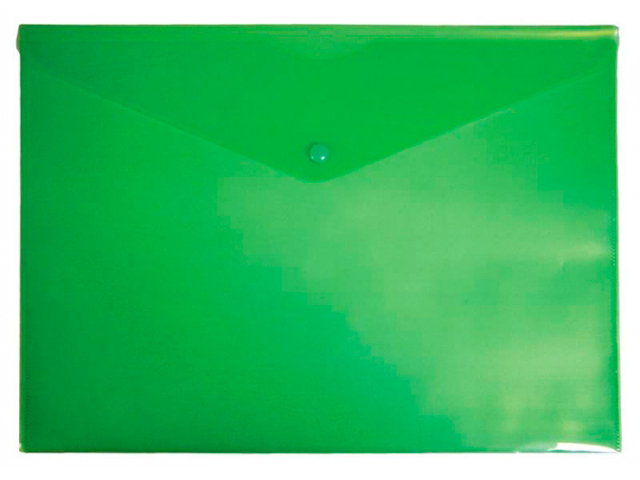 Папка-конверт на кнопке А5 "Бюрократ" 0,18 мм, зеленый