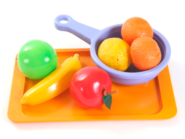 Игровой набор "Витаминчик (фрукты, дуршлаг, поднос)" 13 предметов, в сетке, пластмасса