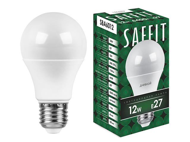 Лампа светодиодная "Saffit" LED 12Вт, Е27, 6400К, дневной