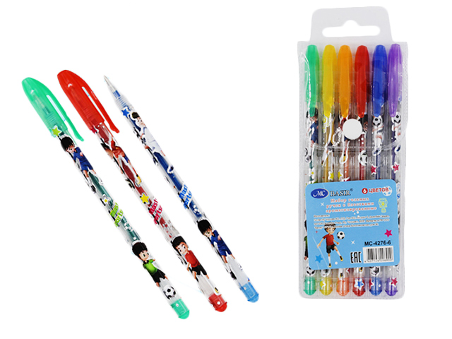 Набор гелевых ручек Basir "Футбол" 6 цветов, ароматизированные с блестками