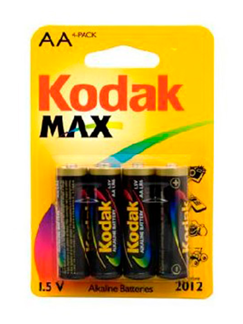 Батарейка щелочная (алкалиновая) (пальчиковая) Kodak MAX LR6 (4 шт) блистер, кор. (20 уп)