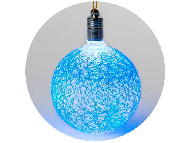 Игрушка световая LED "Елочный шар" 6 см на батарейках, голубой