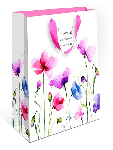 Пакет подарочный бумажный 18х22,3см "Бабочка на цветке"