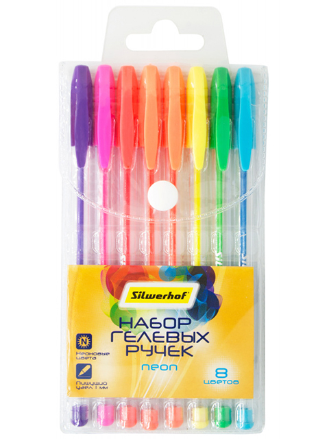 Набор гелевых ручек "Silwerhof. Солнечная коллекция" 8цв., неон