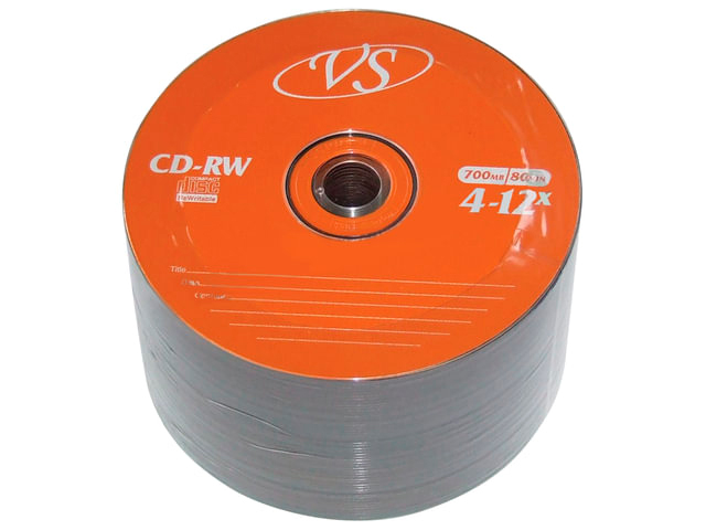 Диски CD-RW "VS" 700 Mb, 4-12x, Bulk, 50 шт.