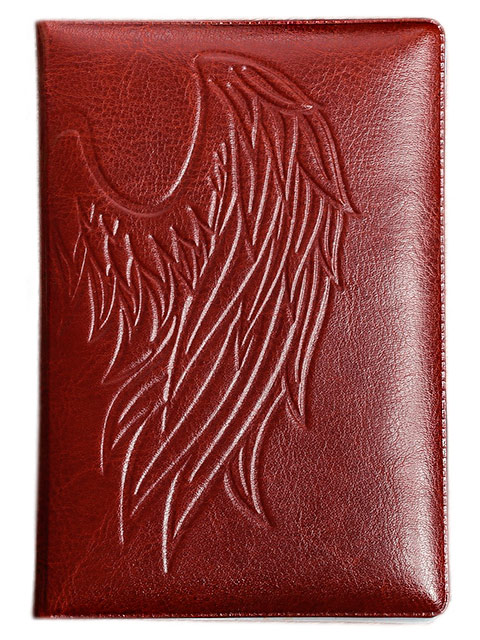 Обложка для паспорта "Крылья" 9,5х14см, к/зам, коричневый