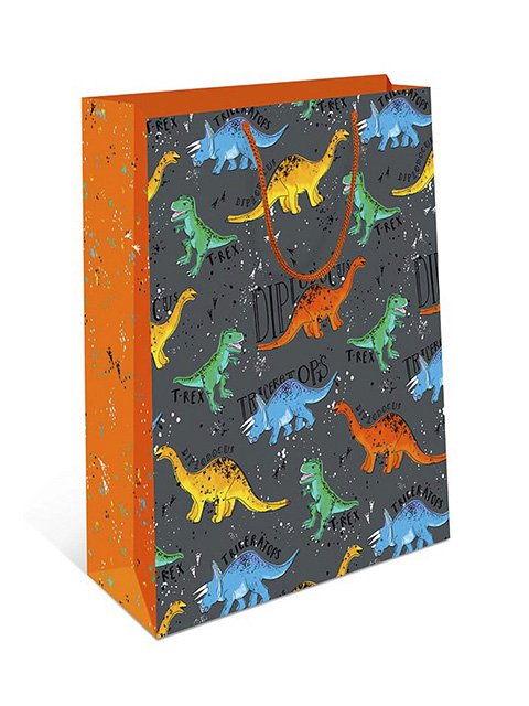 Пакет подарочный бумажный 11,5х14,5см "Динозавры"