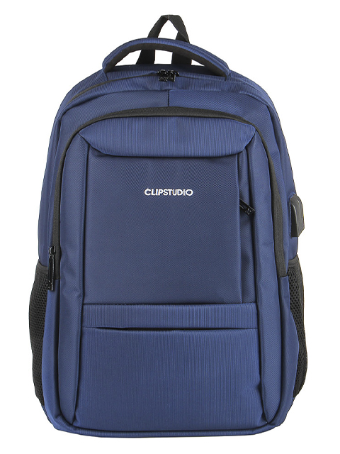 Рюкзак универсальный "ClipStudio" 45x31,5x12см, 2 отделения, 1 карман, отделка прорезин.матер., USB, полиэстер, синий