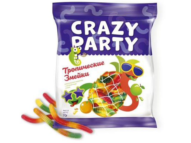 Жевательный мармелад Crazy Party 70 г Тропические змейки