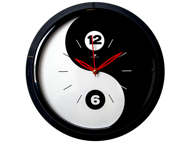 Часы настенные "Инь-Янь" d-30см, корпус черный, 3024-132 (10)