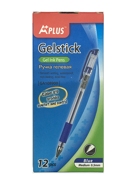 Ручка гелевая BIEFA "APlus" 0,5 мм, корп. прозрачный с рез. держ., синяя