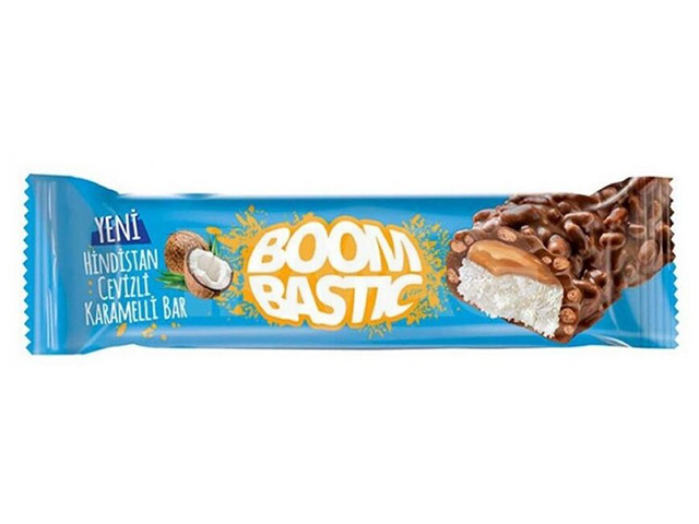 Батончик "BoomBаstic" в молочном шоколаде с кокосом, карамелью и хрустящим рисом, 35 г