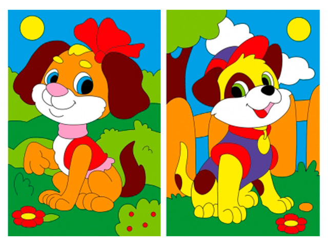 Набор для детского творчества "Холст с красками (мини). Любимые щенки" 10х15 см, 2 картинки, с мольбертом, в блистере