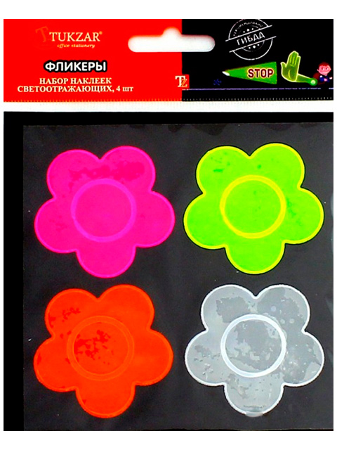 Наклейка-светоотражатель TUKZAR "Цветы" 4 штуки в упаковке