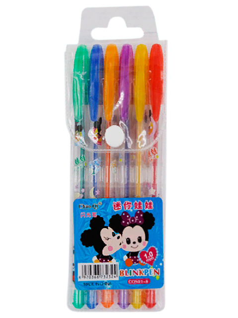 Набор гелевых ручек Basir "Мышата" 6 цветов, ароматизированные с блестками