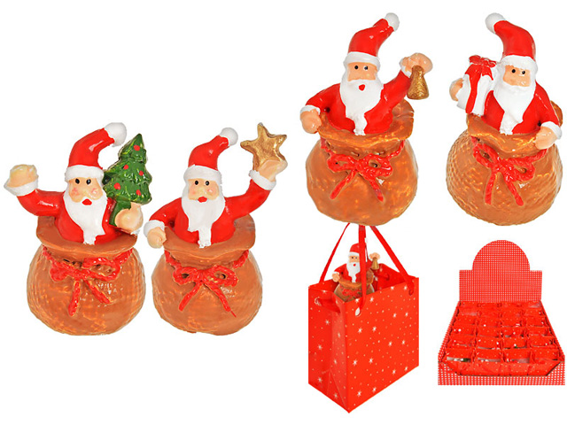 Новогодний сувенир "Дед Мороз" 4х2х3,5 см, полистоун, в подарочном пакетике