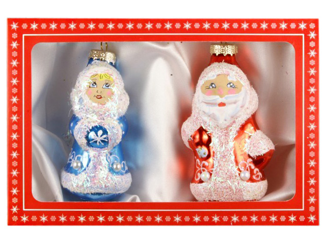 Набор елочных украшений "Дед Мороз и Снегурочка" 2 штуки в наборе