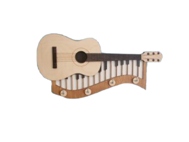 Ключница деревянная "Акустическая гитара №1"  4 крючка