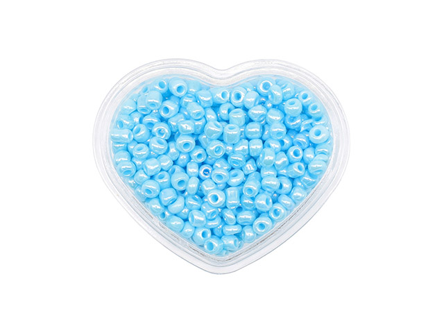 Бисер "Astra&Craft" 11/0 (№123 светло-голубой), баночка в форме сердца