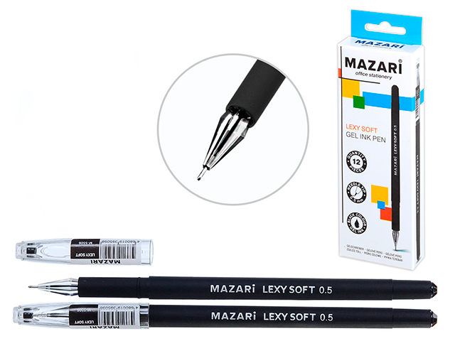 Ручка гелевая Mazari "LEXY SOFT" 0,5 мм, корпус пластик, черная