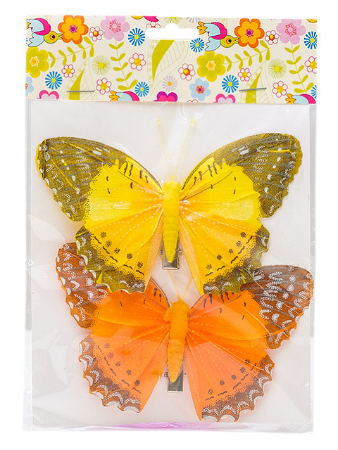 Декор "Бабочки" 12х8 см, на прищепке, 2 шт в упаковке
