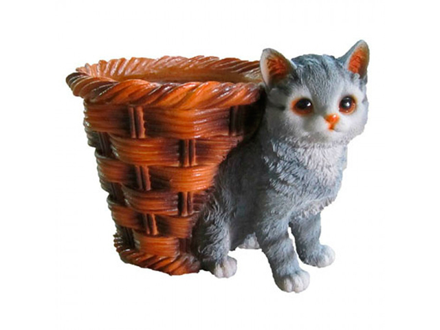 Фигура из гипса "Котенок с корзиной"