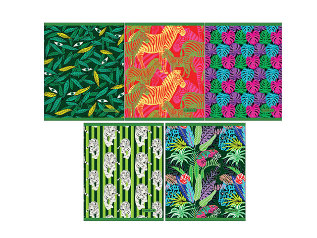 Тетрадь А5 48 листов в клетку Unnika "Таинственные джунгли" обложка мелованный картон, выборочный лак, блестки