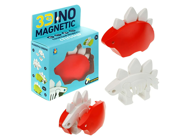 Сборная модель "3Dino Magnetic. Стегозавр" с магнитами