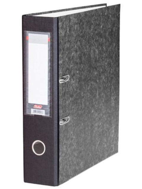 Регистратор А4 Хатбер 70 мм картонный, мраморный черный
