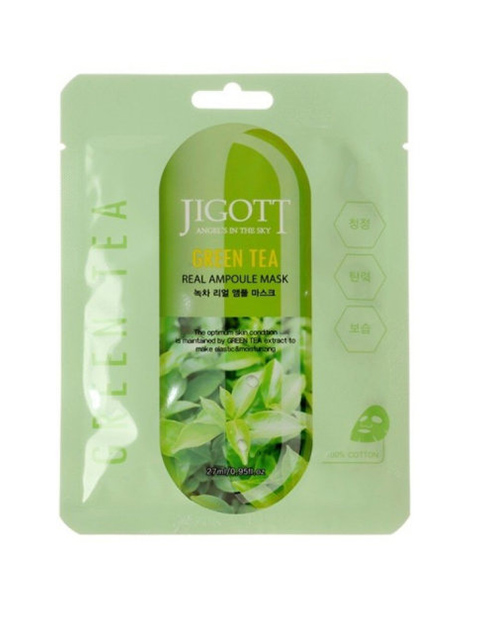 Маска ампульная тканевая с экстрактом зеленого чая "JIGOTT", 27 г