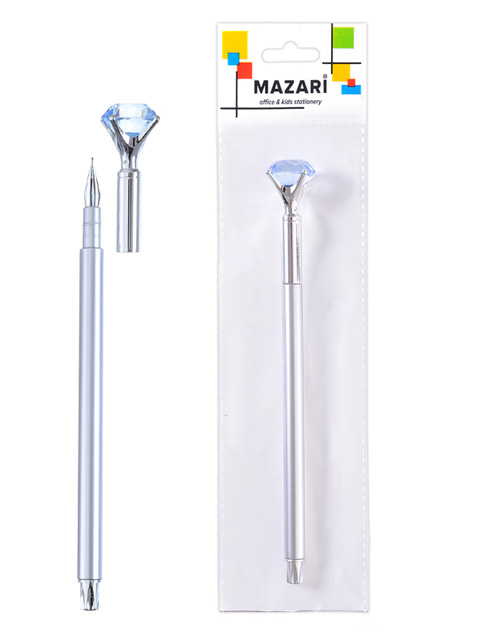 Ручка гелевая Mazari "BEVERLY" 0,5 мм, со стразой, синяя