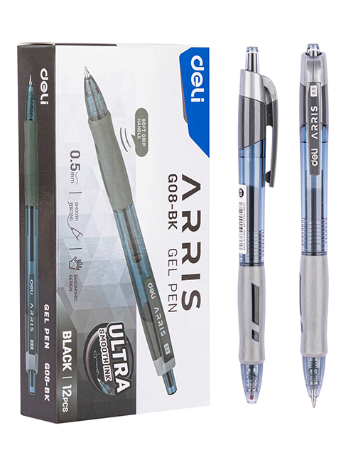 Ручка гелевая автоматическая Deli "Arris" 0,5 мм, черная