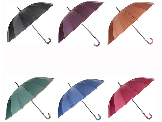 Зонт-трость женский, сплав, пластик, полиэстер, длина 65см, 16 спиц, 6 цветов, 1665S