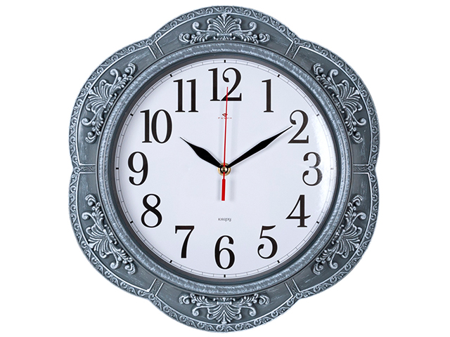 Часы настенные "Классика" d-35,5см, корпус серый с белым, 3533-007 (10)
