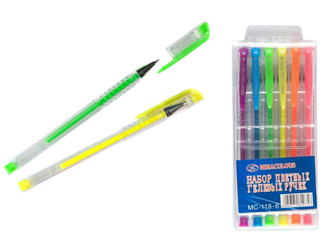 Набор гелевых ручек "Basir" 6цв. в ПВХ упак