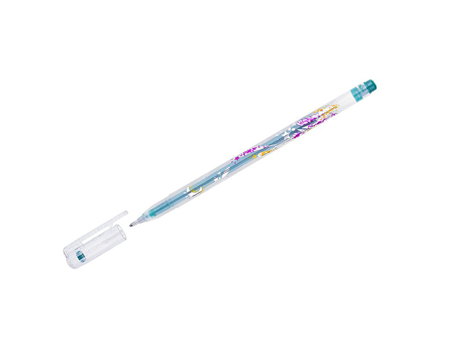 Ручка гелевая Crown "Glitter Metal Jell" 1 мм, зеленая с блестками