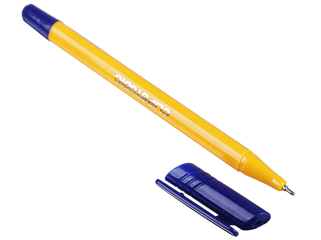 Ручка шариковая "ClipStudio", 0,7 мм, трехгранный желтый корпус, синяя