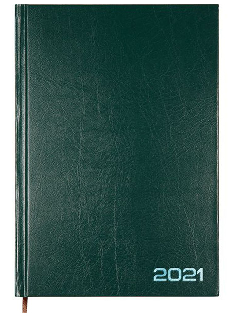 Ежедневник датированный 2021, А5, Attomex 176 листов обл. бумвинил, зеленый