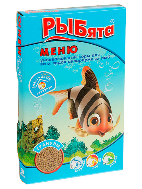 РЫБята МЕНЮ гранулы (+сюрприз) универсальный корм 30гр, коробка